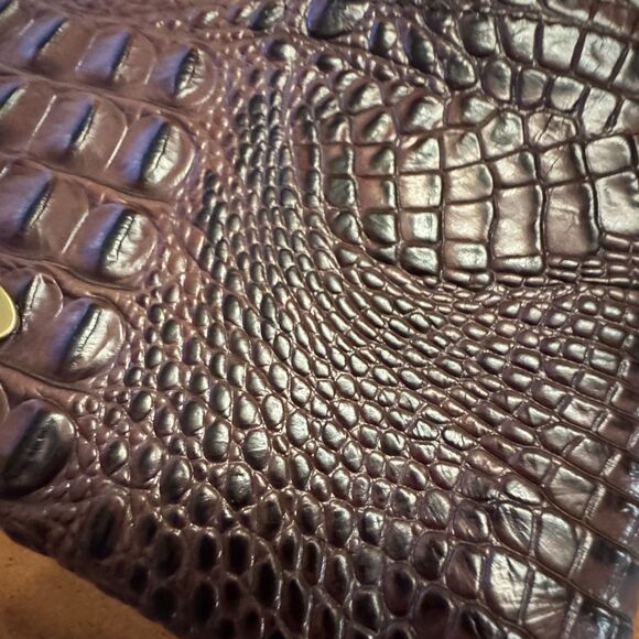 Brahmin Large Wristlet Clutch Purse Croc Embossed Leather Brown Vintage - Picture 6 of 8